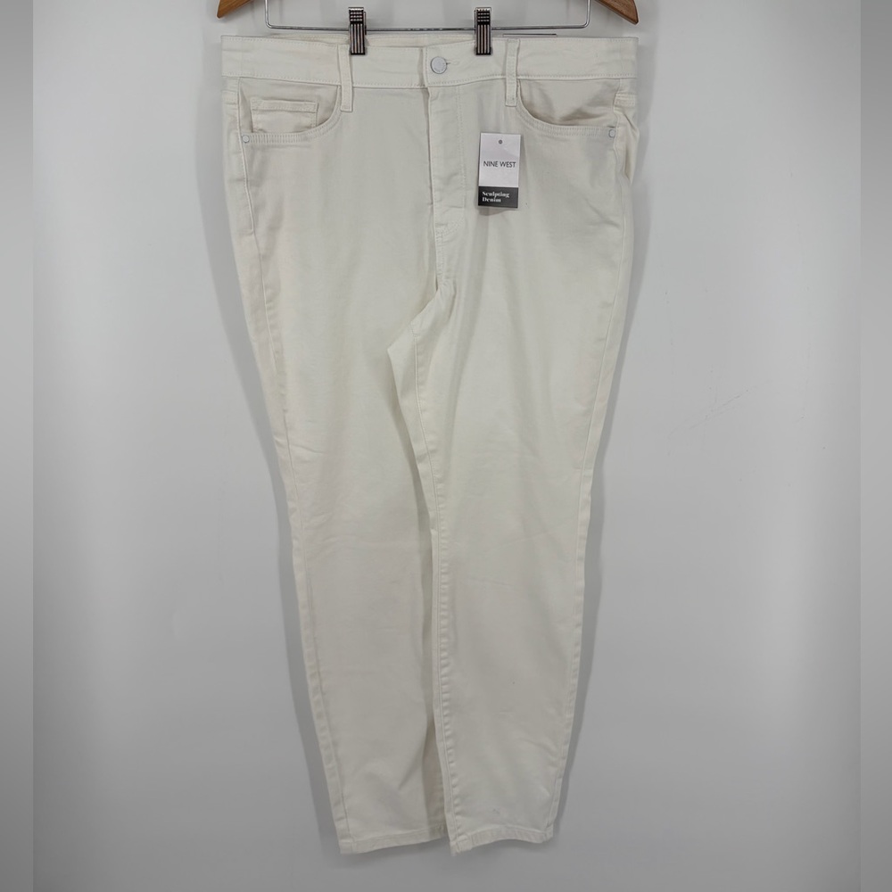 NWT Nine West Womens White Jeans Denim Skinny High Rise 16 Sculpting